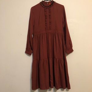 Maple & Cliff Boho Cottagecore Baby Doll Midi Dress Size Large